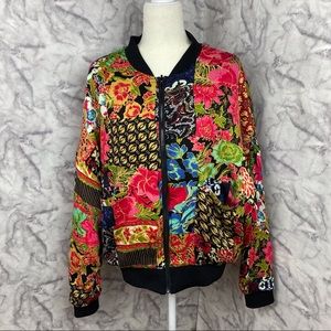 Silence + Noise Floral Bohemian Bomber Jacket